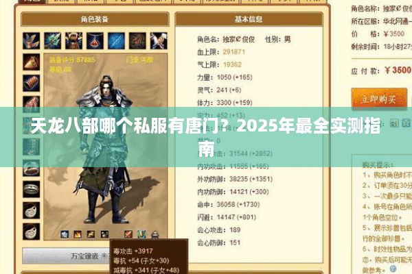 天龙八部哪个私服有唐门？2025年最全实测指南